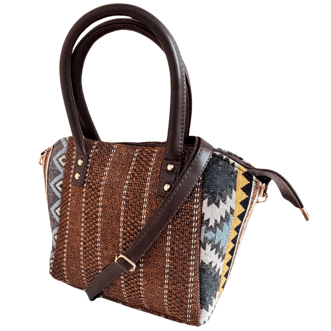 The Saheli Edition:- Women's Coffee Brown Jute Handbag and convertible Sling