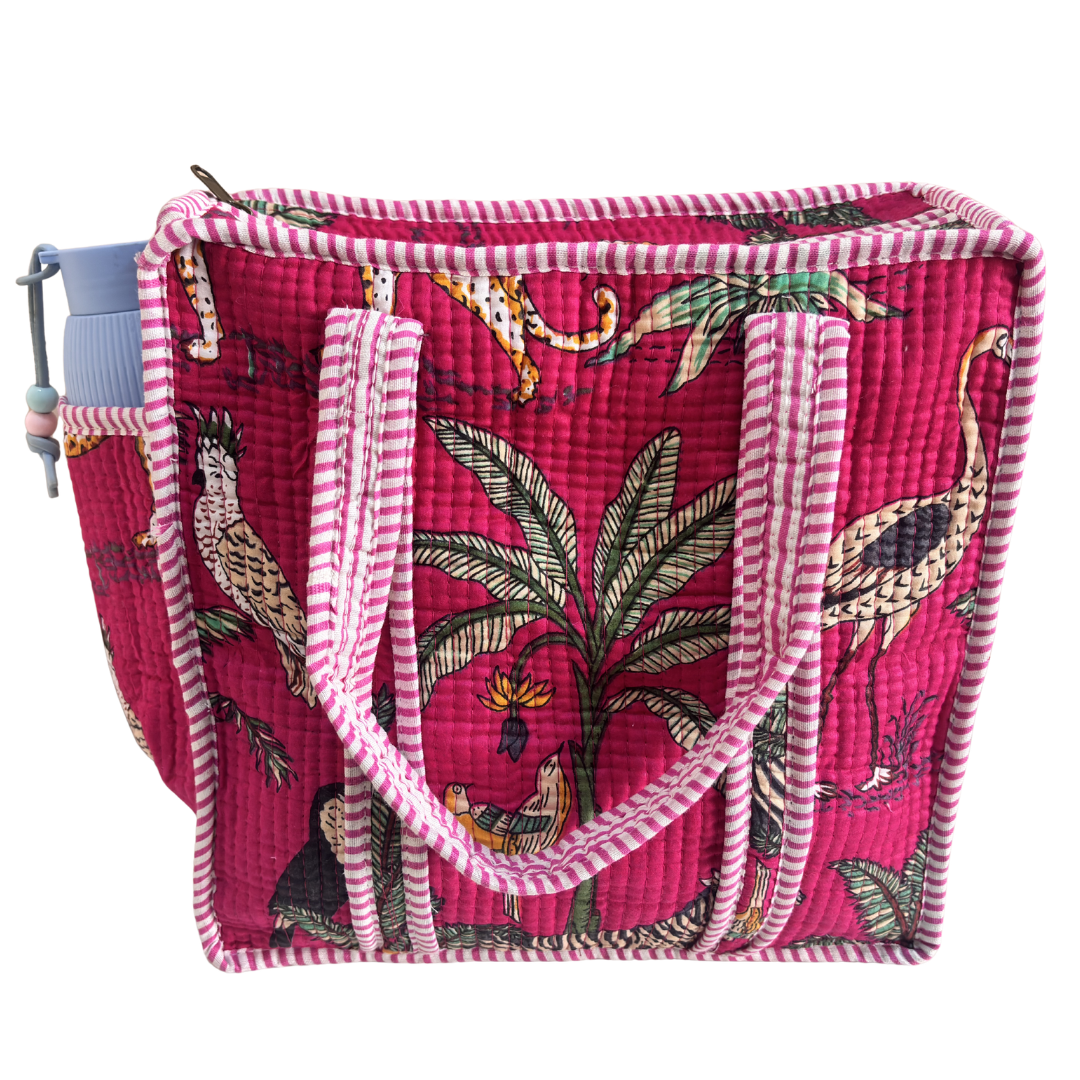 RajPadmini Handcrafted Quilted Cotton Ghar Se Mandir Edition - Tiffin & Pooja Carrier Collection