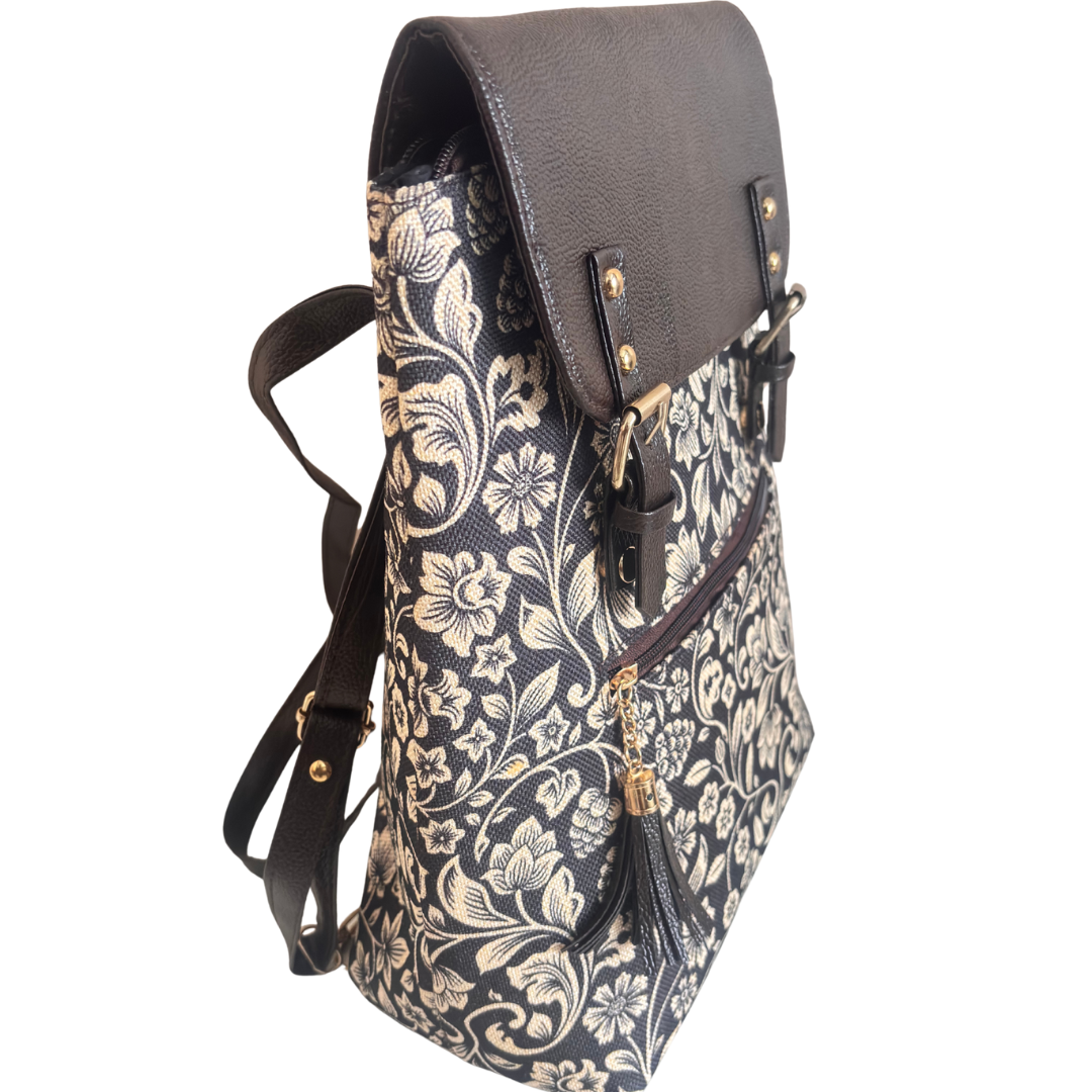 Golden Baagh Heritage Edition Backpack - Indian Botanical Art Collection Style