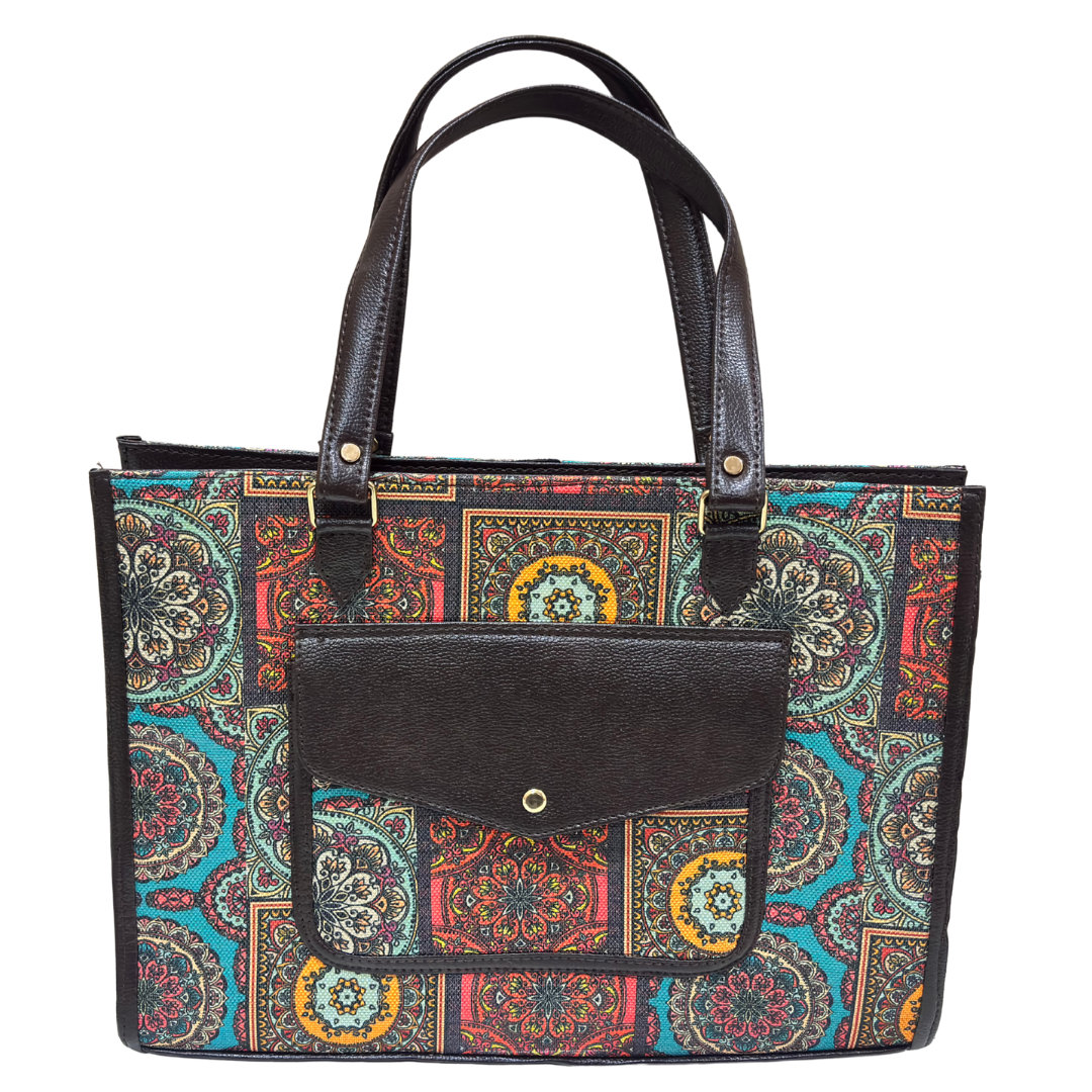 The House of RajPadmini Laptop Tote Bag with Matching Pouch | 16x14 inch