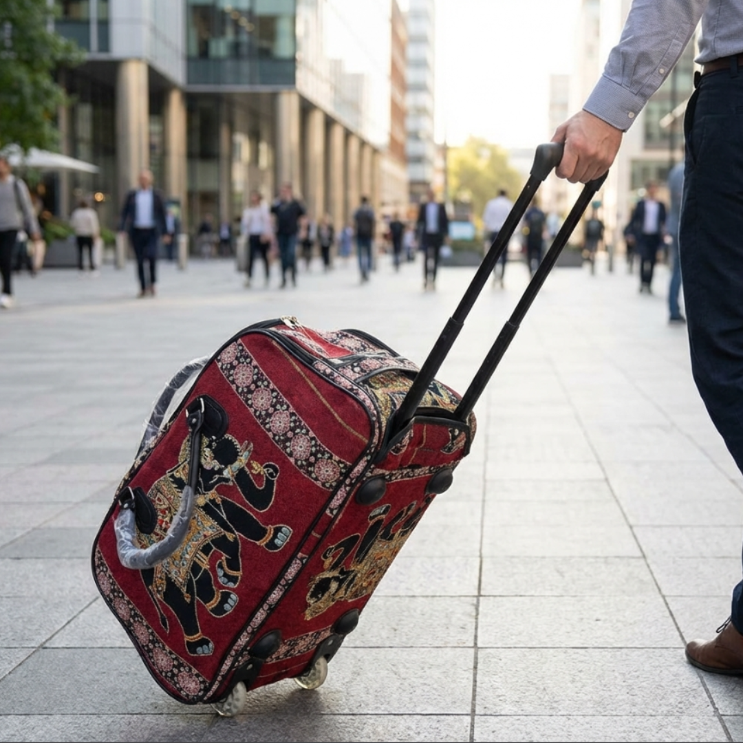 Fully Waterproof Elephant Printed Travel Duffle Trolley Bag