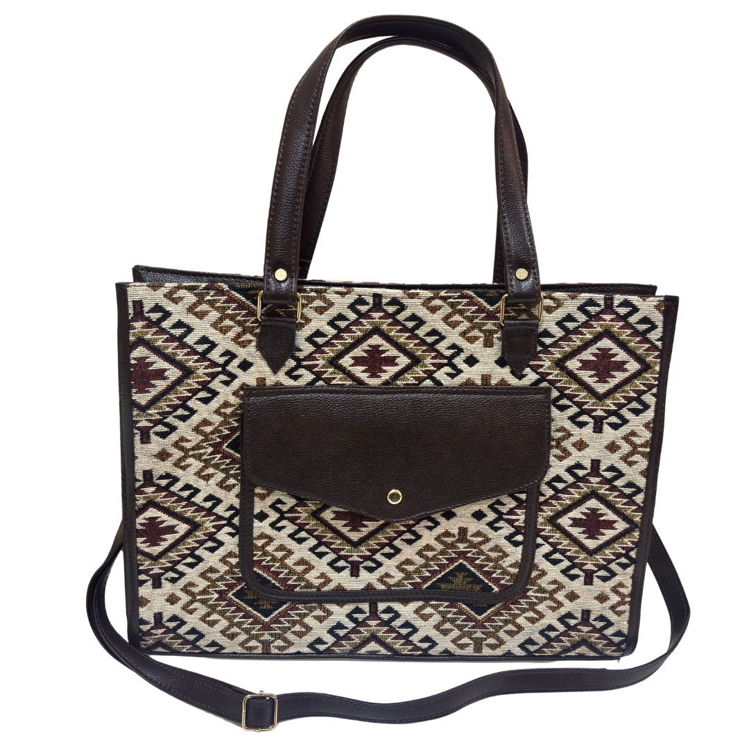 The House of RajPadmini Laptop Tote Bag with Matching Pouch | 16x14 inch