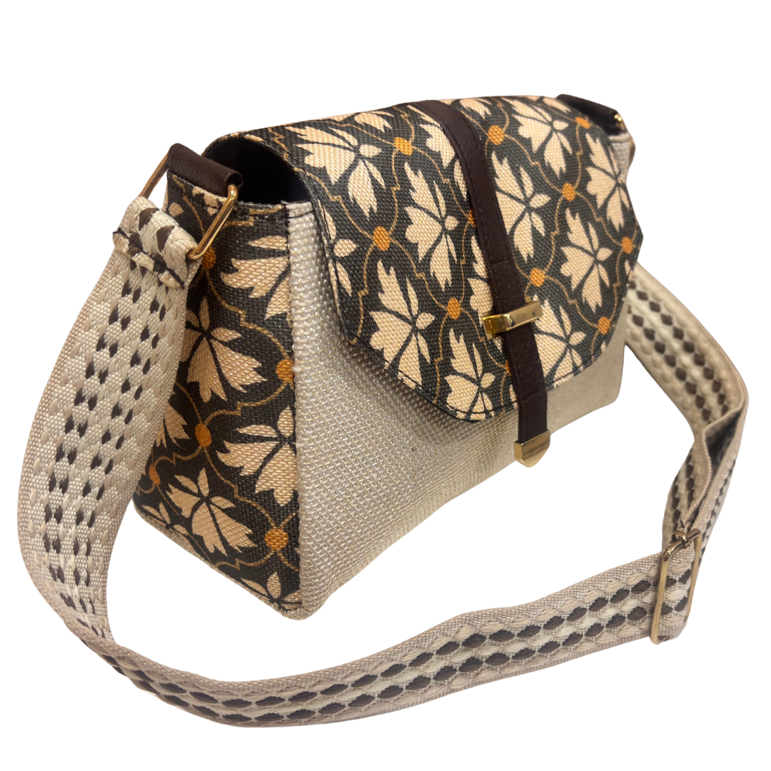 The House of RajPadmini Phulkari Haveli Edition | Heritage Floral Patchwork Sling Bag with Double Partition