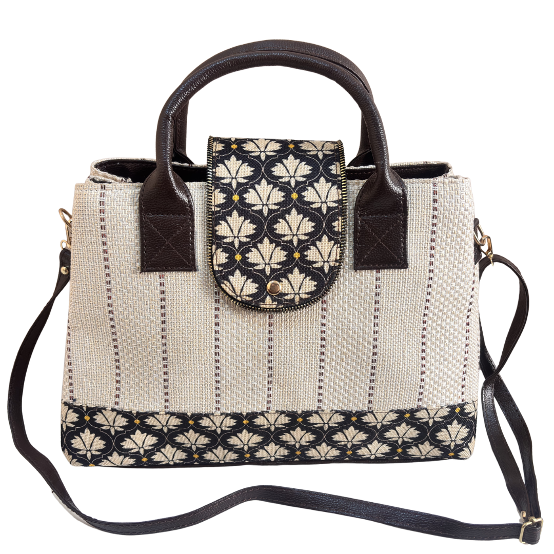 Premium Jute Woven Handbag Covertible Sling with Complimentary Pouch