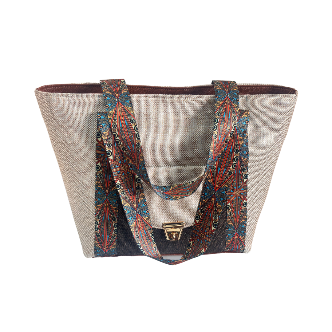 The Classy Boardroom Edition:- White Jute Tote Bag - The House of RajPadmini