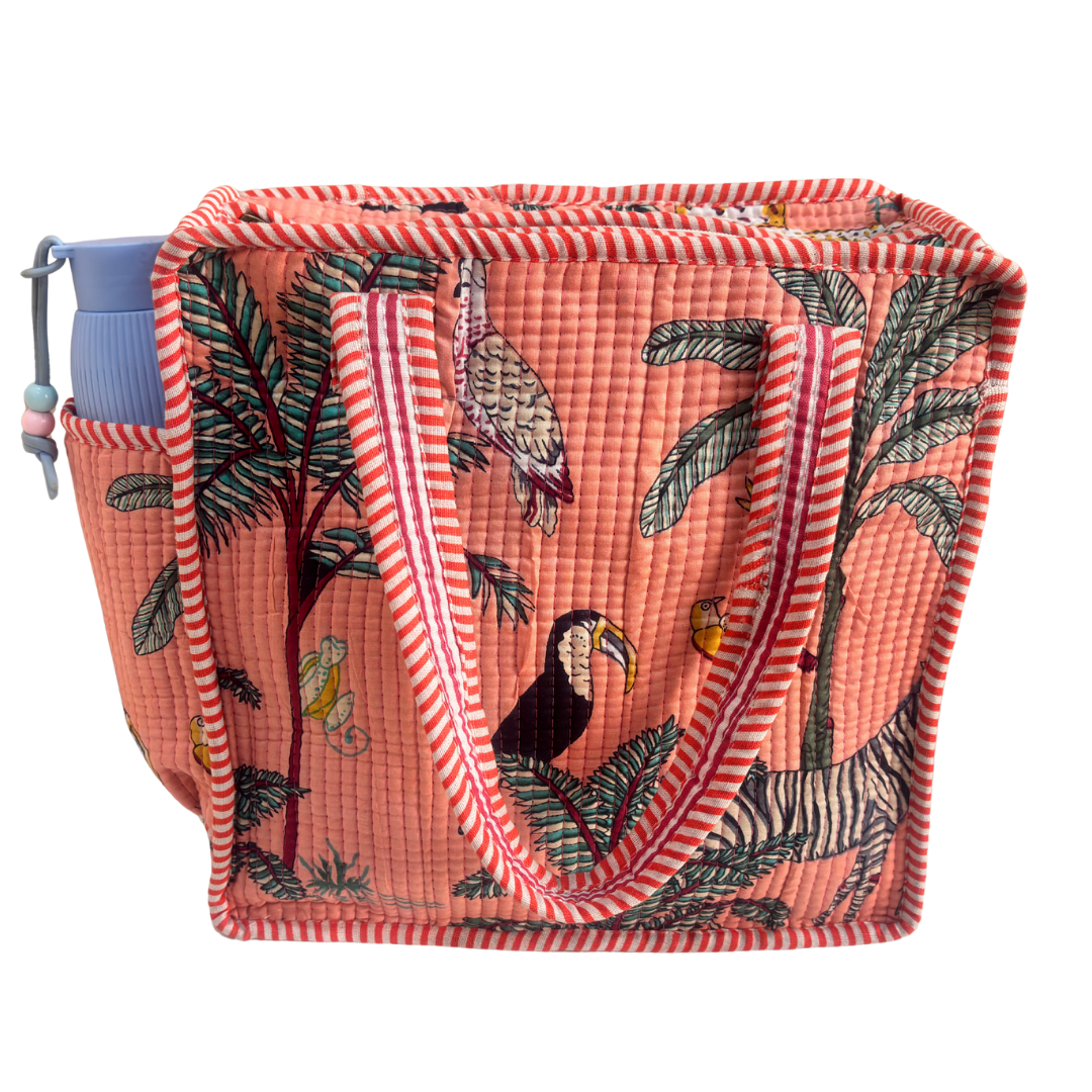 RajPadmini Handcrafted Quilted Cotton Ghar Se Mandir Edition - Tiffin & Pooja Carrier Collection