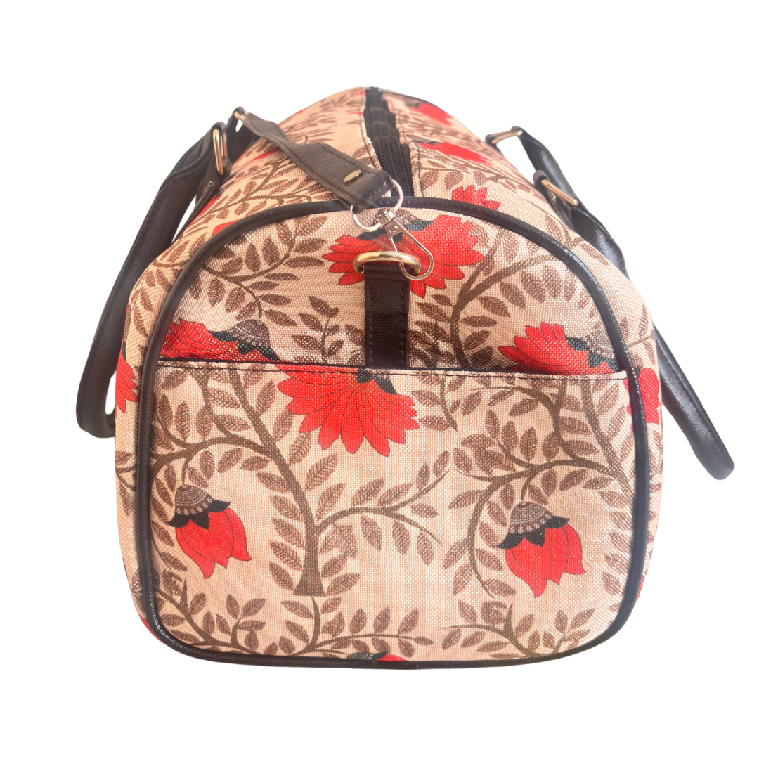 Maharani's Garden Heritage Edition: Royal Courtyard Collection | Hand-Painted Royal Flora Design Duffle
