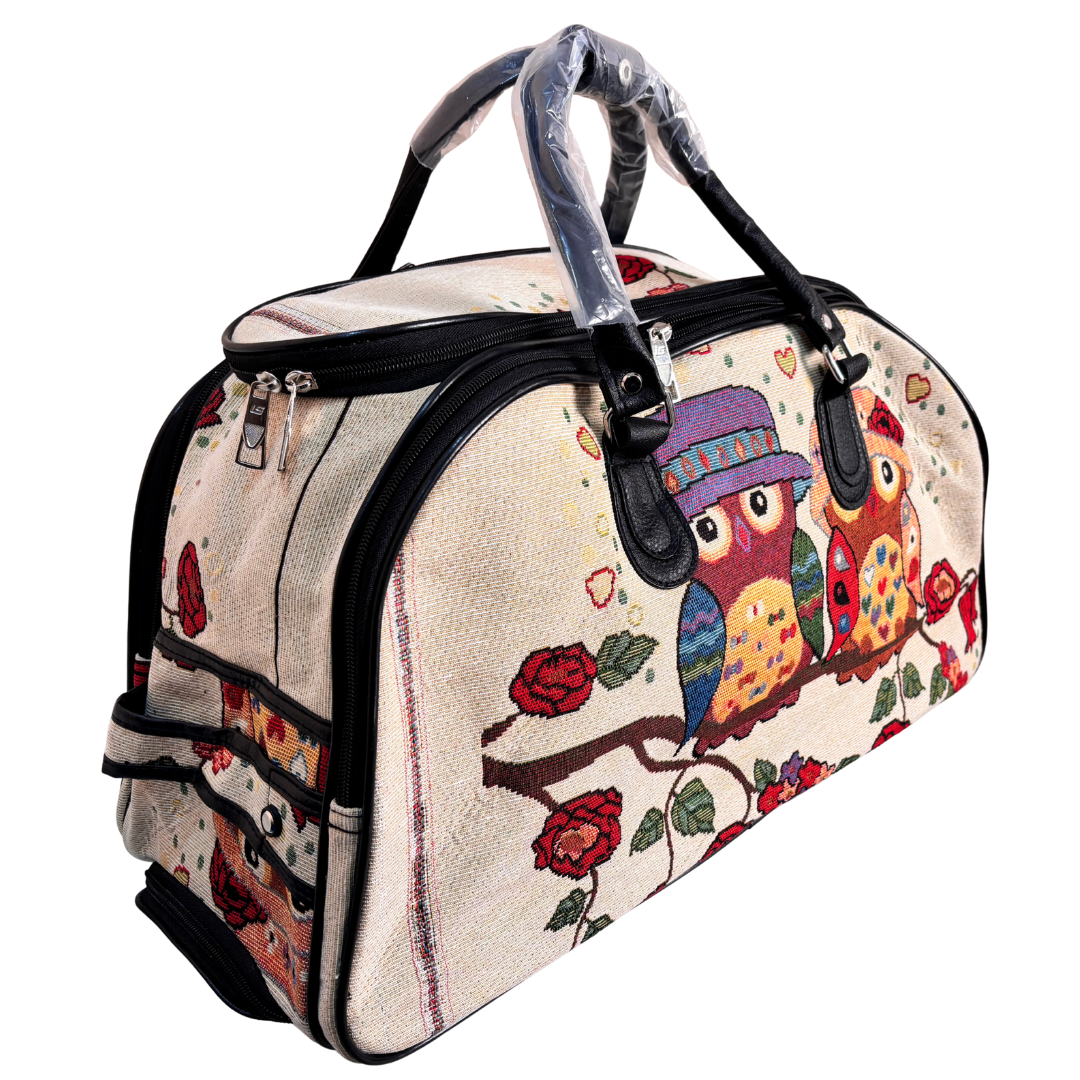 The House of RajPadmini Road Warrior Edition:- Waterproof Elephant Print Wheeled Travel Duffle Trolley Bag