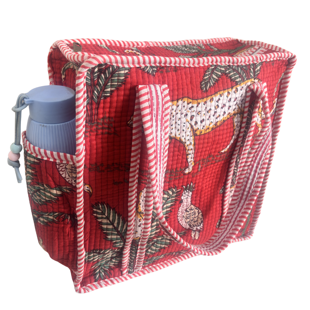 RajPadmini Handcrafted Quilted Cotton Ghar Se Mandir Edition - Tiffin & Pooja Carrier Collection