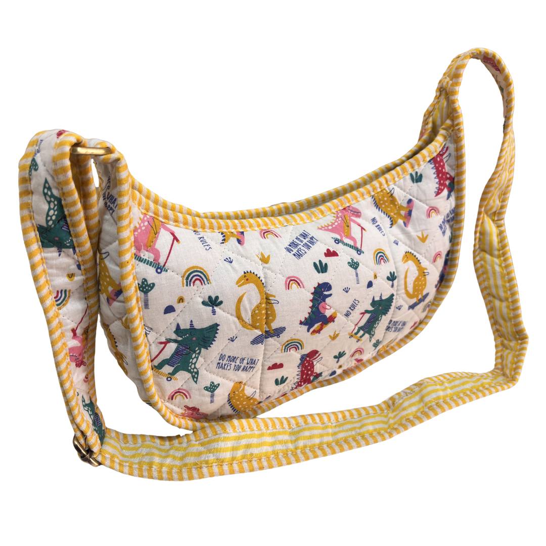 Quilted Cotton Moon Sling Bag for Women | Handcrafted Moon Crossbody Bag for Daily & Casual Wear | The House of RajPadmini