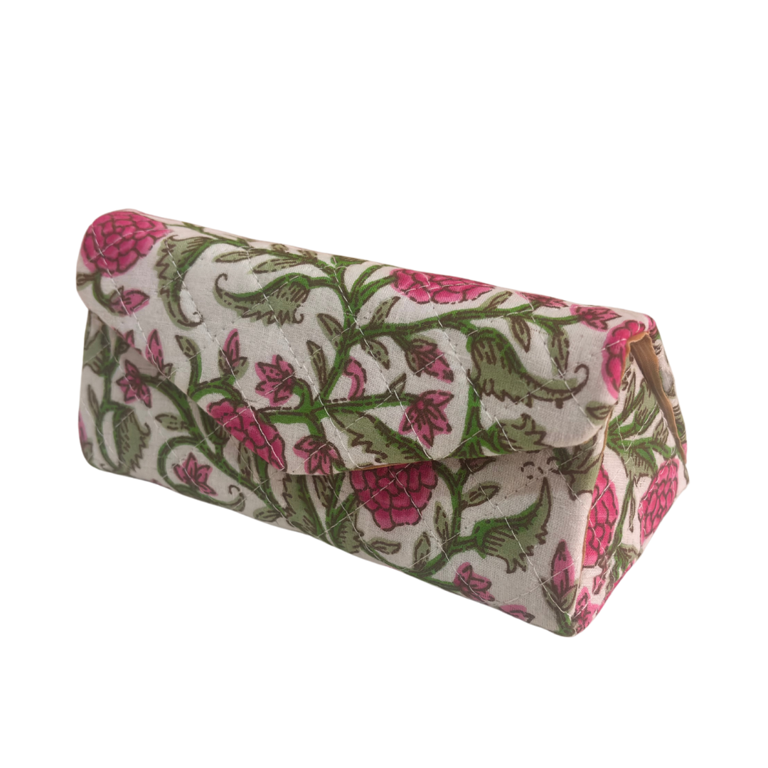 The House of RajPadmini Foldable Cotton Sunglass Case with Magnetic Closure