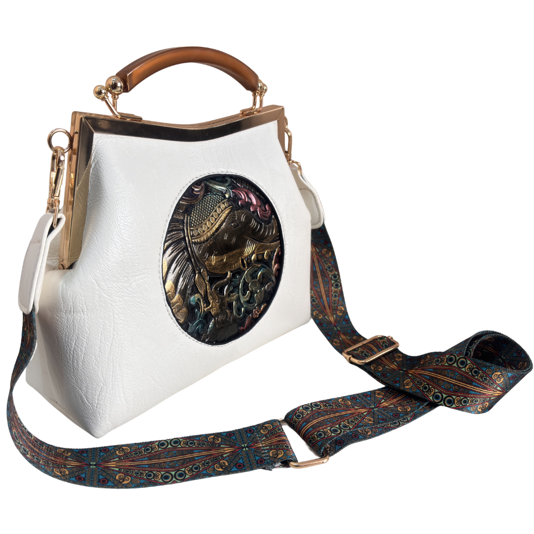 Metal Elephant Satchel Bag for Women | Handcrafted Sling Handbag with Top Handle | Ethnic & Festive | The House of RajPadmini