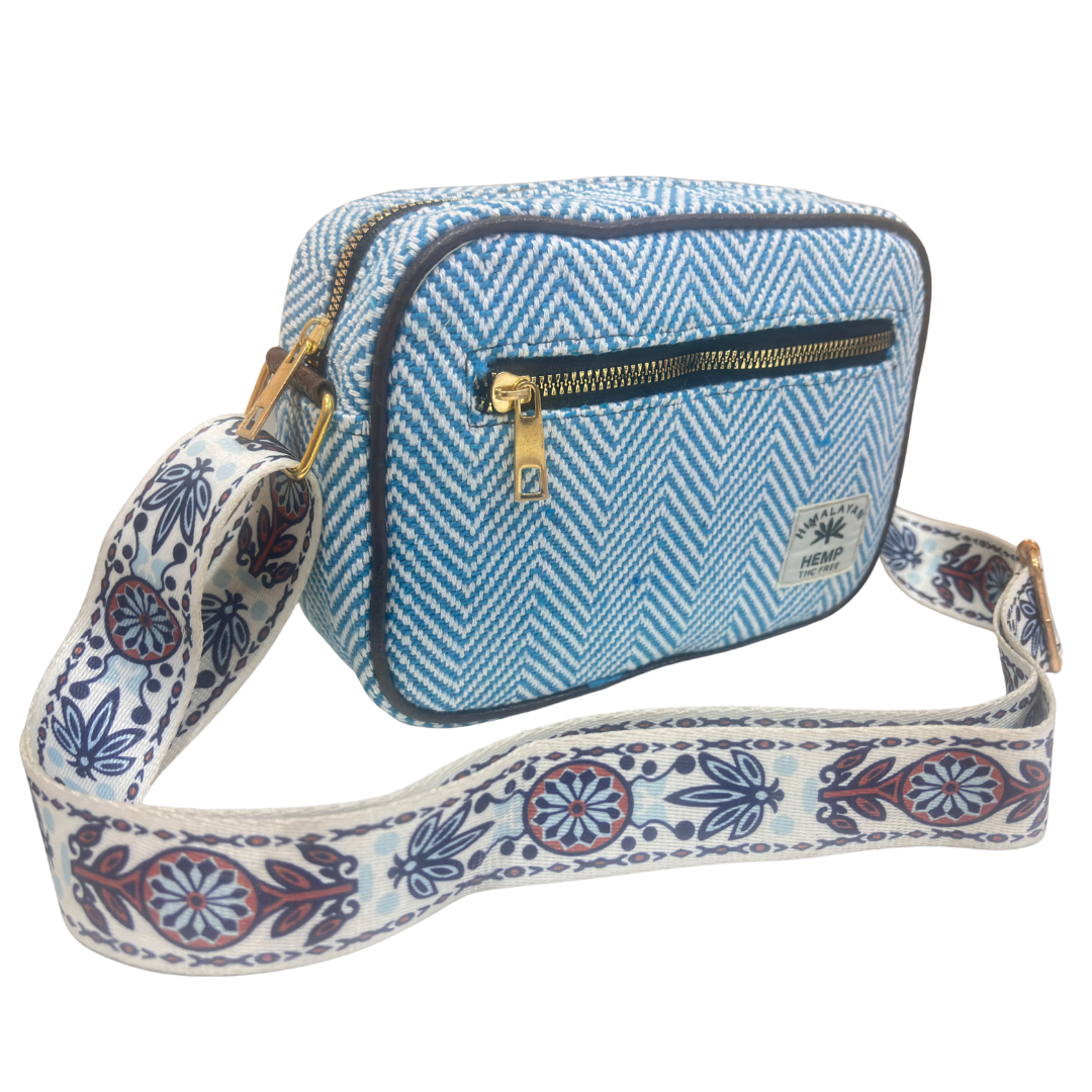 The RajPadmini Planet-Friendly Azure Blue Hemp Adventure Sling Bag