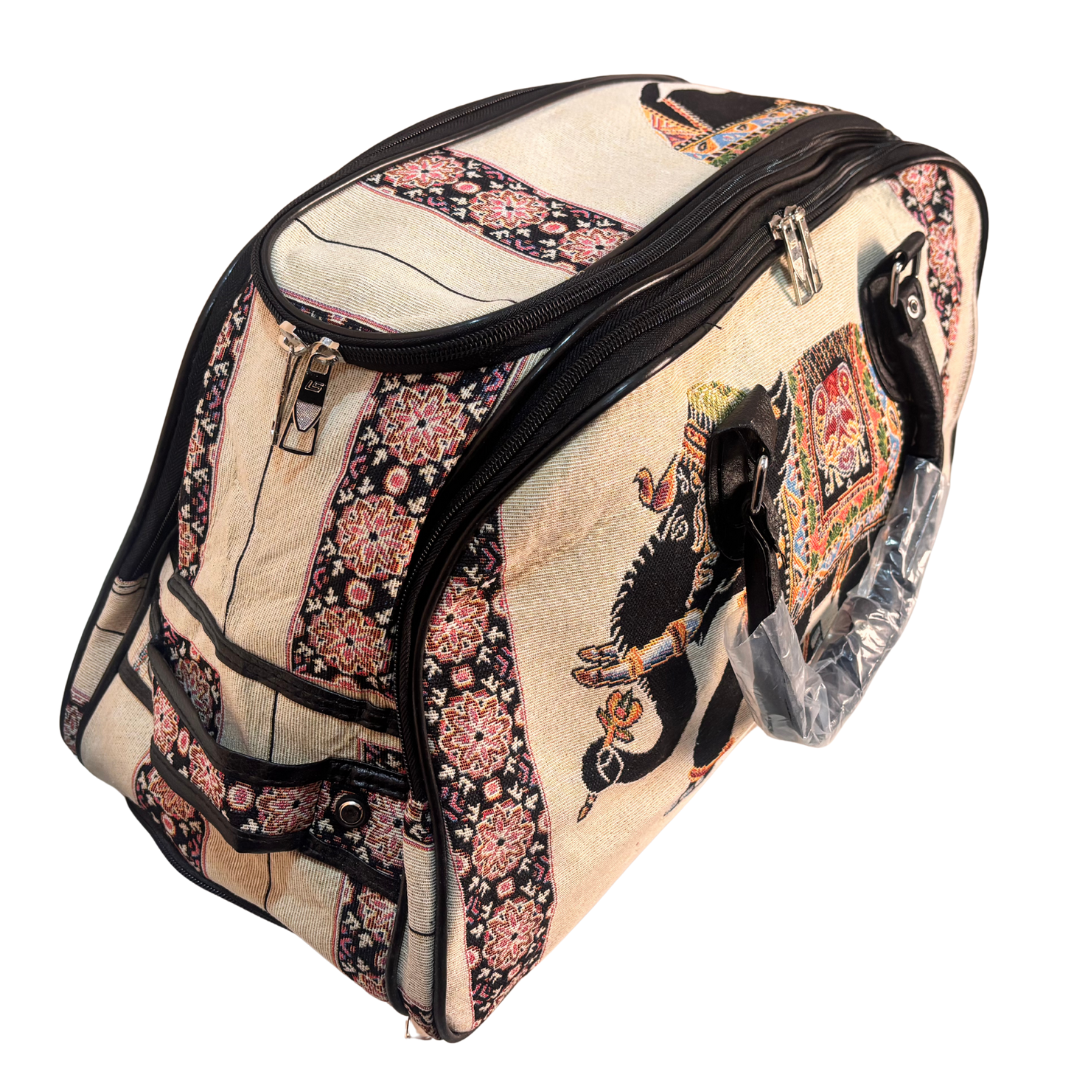 The House of RajPadmini Road Warrior Edition:- Waterproof Elephant Print Wheeled Travel Duffle Trolley Bag