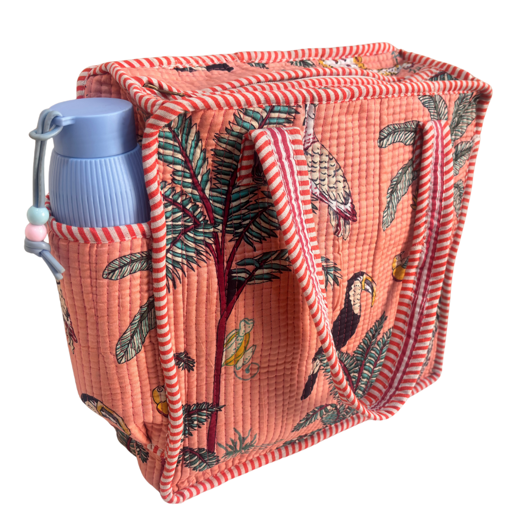 RajPadmini Handcrafted Quilted Cotton Ghar Se Mandir Edition - Tiffin & Pooja Carrier Collection