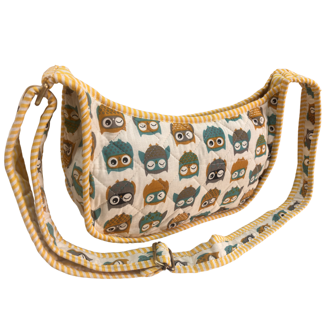 Quilted Cotton Moon Sling Bag for Women | Handcrafted Moon Crossbody Bag for Daily & Casual Wear | The House of RajPadmini