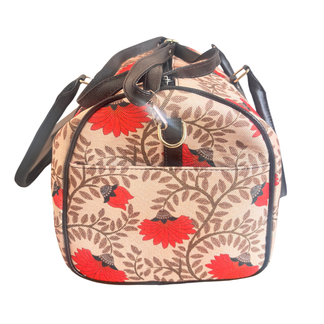 Maharani's Garden Heritage Edition: Royal Courtyard Collection | Hand-Painted Royal Flora Design Duffle