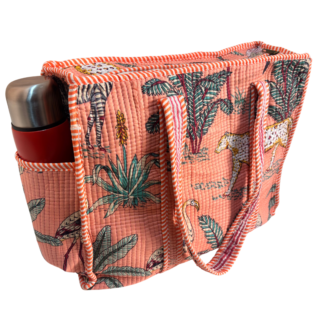 RajPadmini 4-in-1 Super Mom's Edition COMBO : Premium Quilted Tote Bag + 3 Waterproof Pouches = Your Complete Organization Solution!