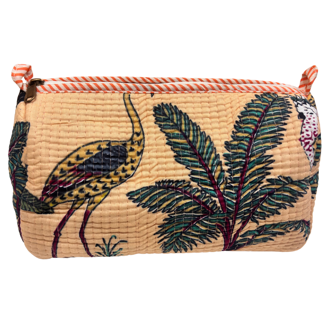 Quilted Cotton Travel Pouch Set of 3 – Waterproof Toiletry Organizer | Handcrafted in India