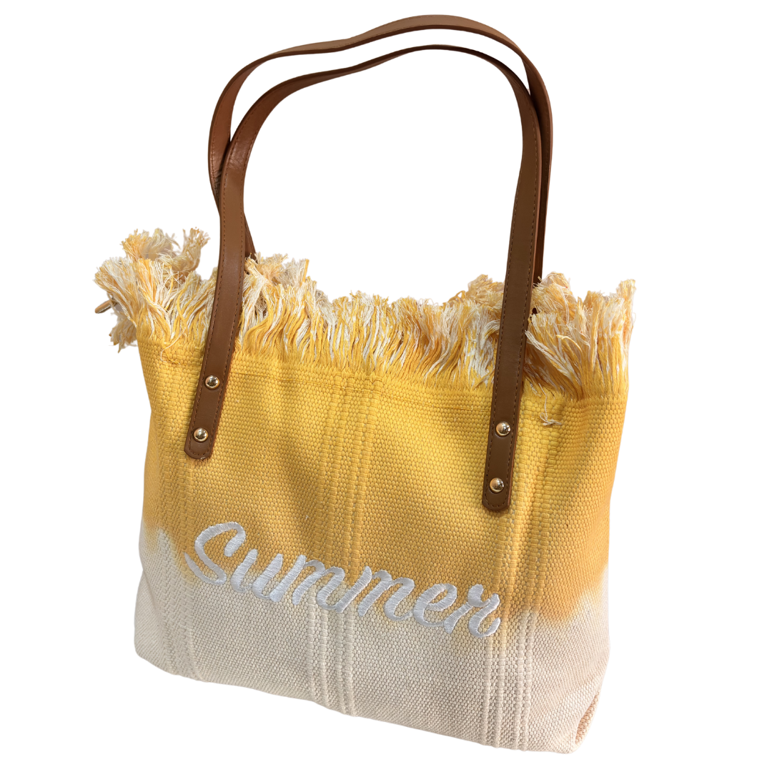 Vibrant Summer Canvas Tote Bag — Handcrafted Cotton Canvas in Orange, Yellow & Purple | The House of RajPadmini