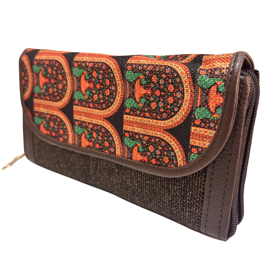 The Hamsafar Edition:- Women's Ethnic Jute Fabric Wallet with Double Partition