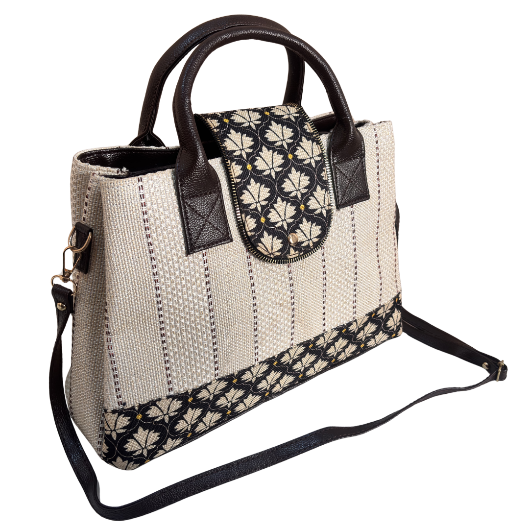 Premium Jute Woven Handbag Covertible Sling with Complimentary Pouch