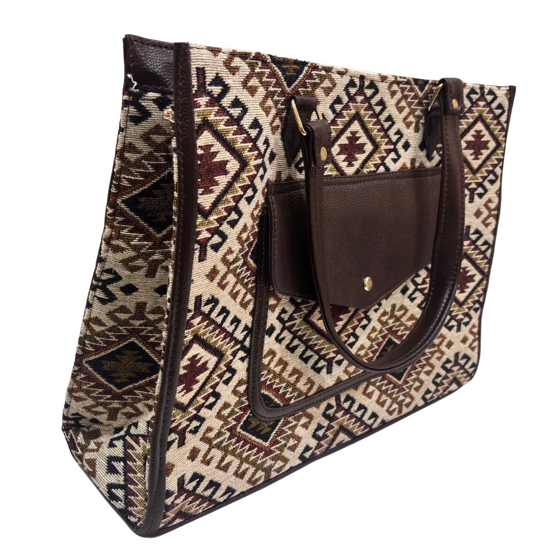 The House of RajPadmini Laptop Tote Bag with Matching Pouch | 16x14 inch