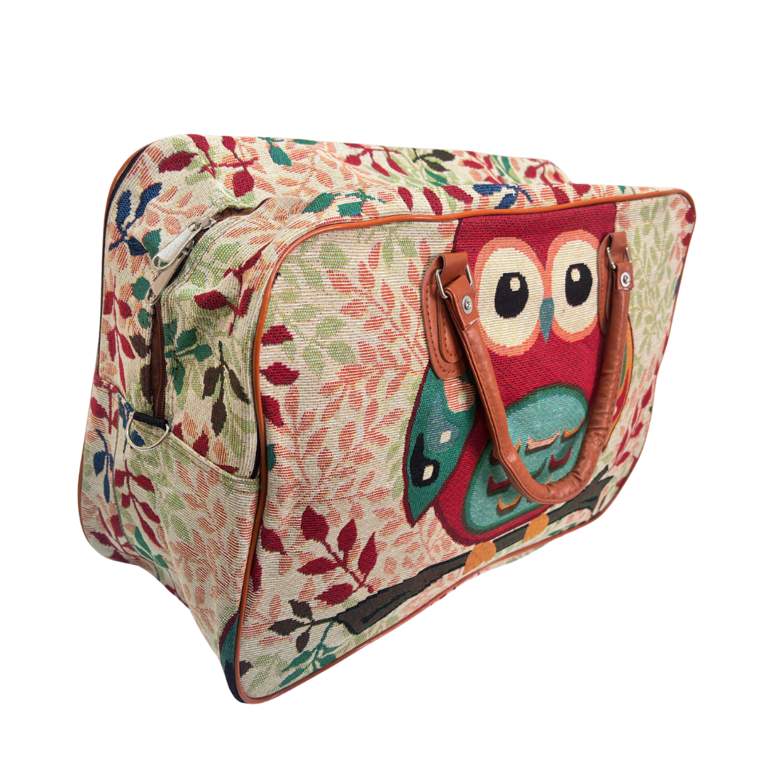 Off-White Single Owl Print Washable Duffle Bag