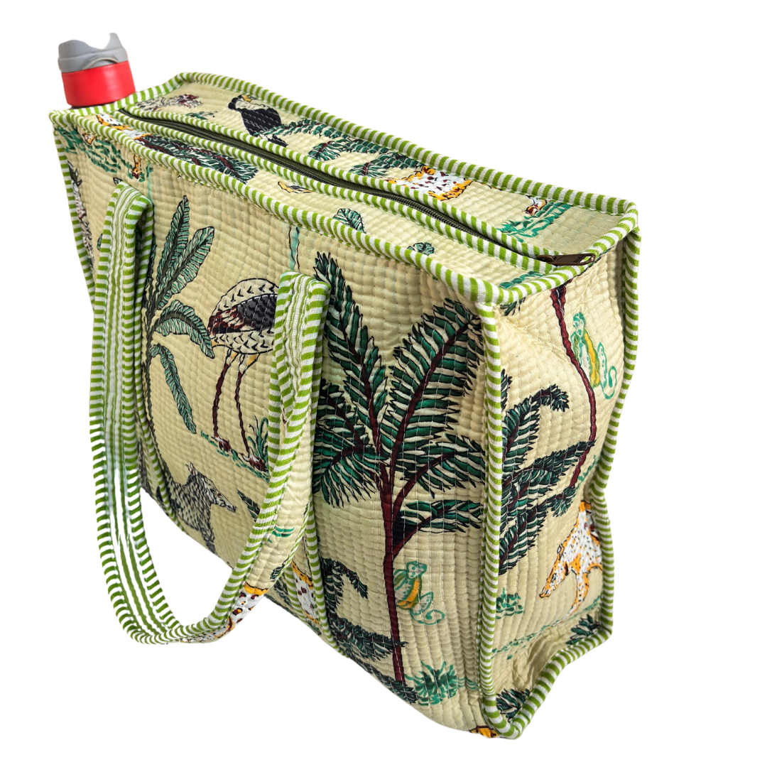 Artisan Quilted Bloom Cotton Tote - Handcrafted Shopping Companion