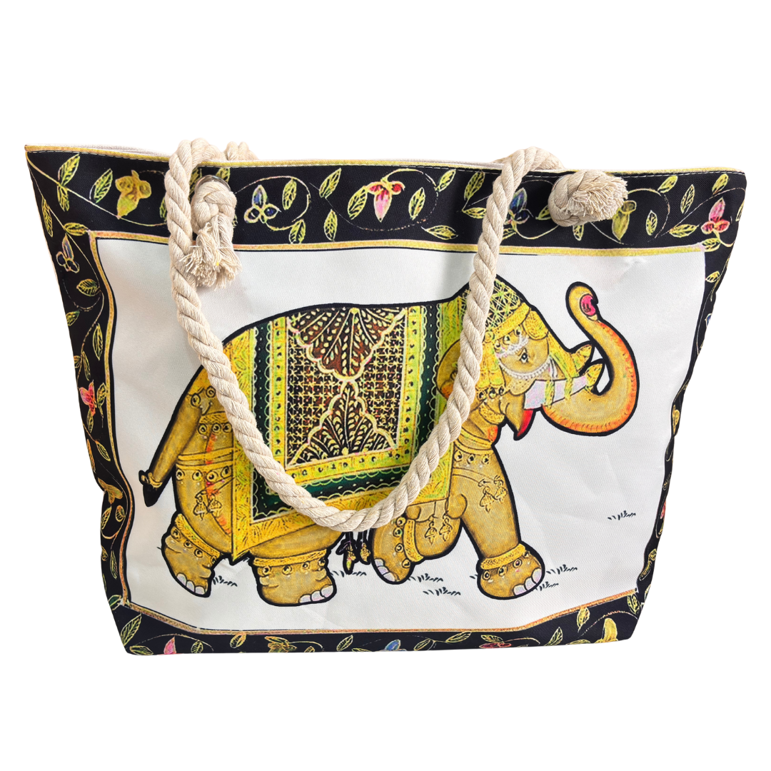 The Beach Party Edition:- Elephant Print Beach Tote Bag with complimentary Pouch