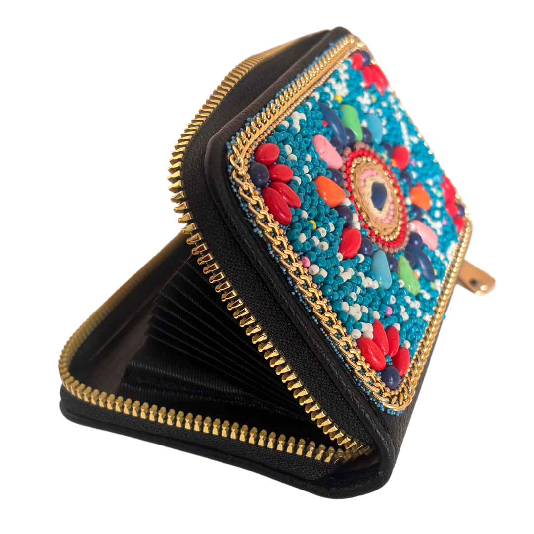 The Banjara Edition:- Beaded Boho Style 9 Card Slots Holder Wallet