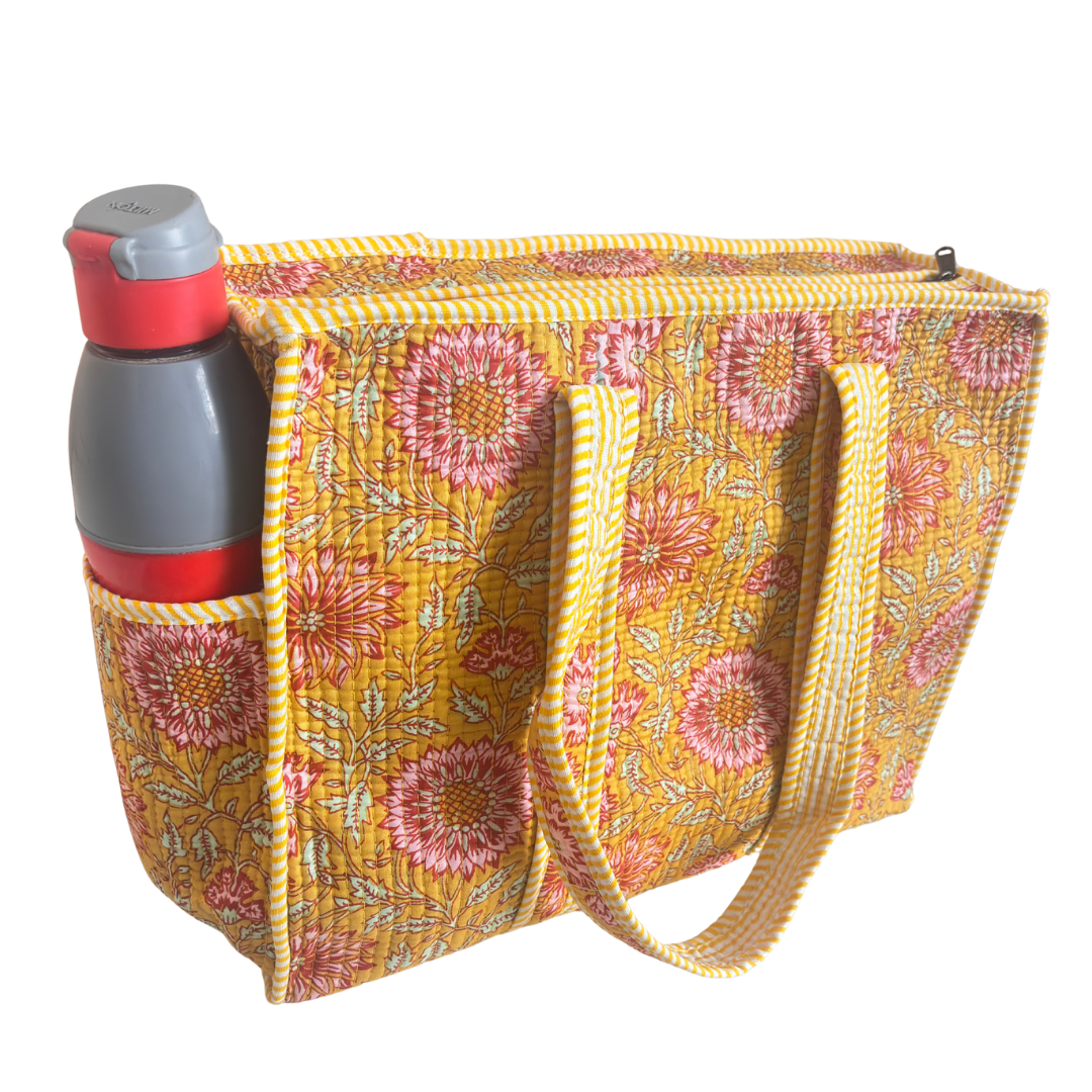 RajPadmini 4-in-1 Festive Gifting COMBO : Premium Quilted Tote Bag + 3 Waterproof Pouches = Your Complete Organization Solution!