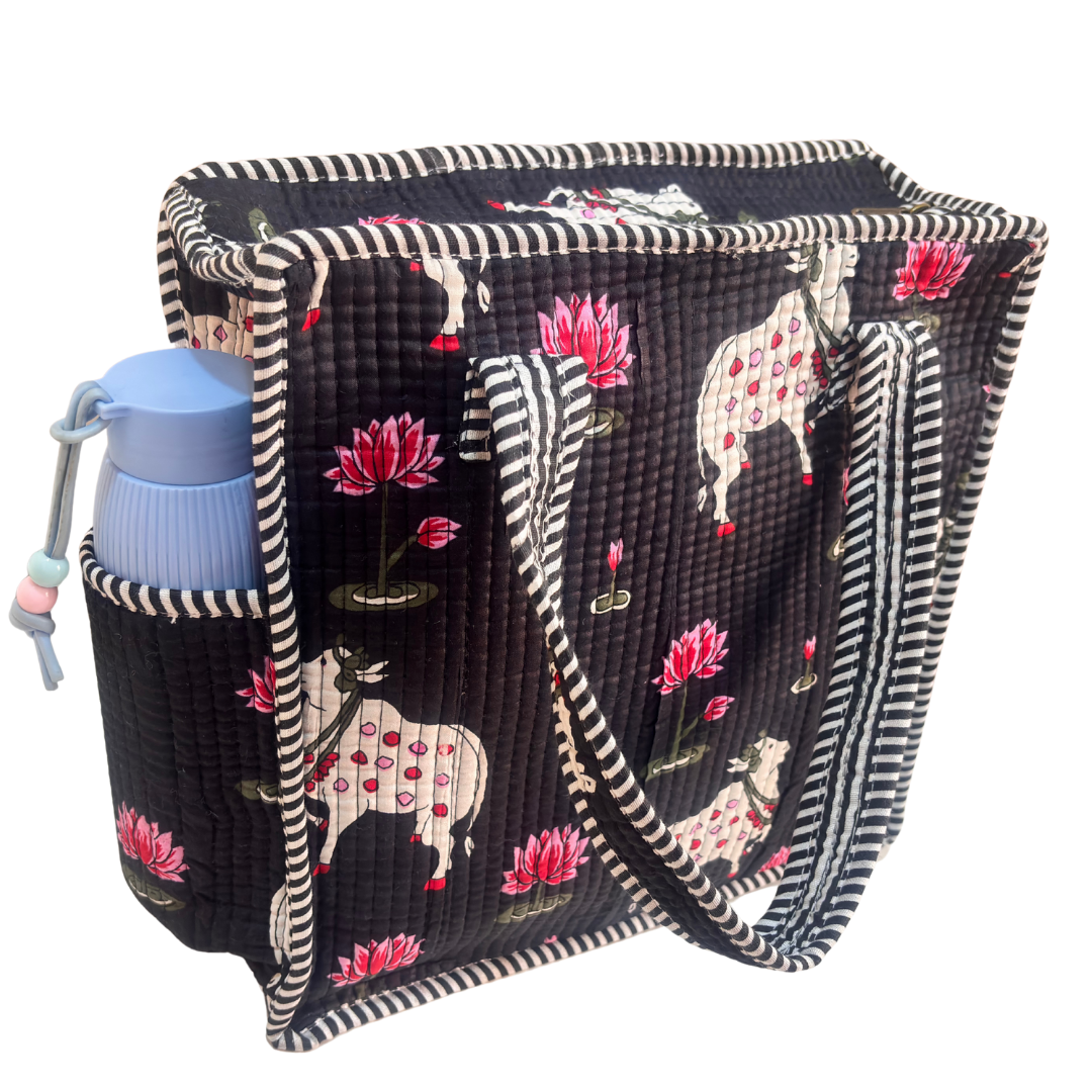 RajPadmini Handcrafted Quilted Cotton Ghar Se Mandir Edition - Tiffin & Pooja Carrier Collection