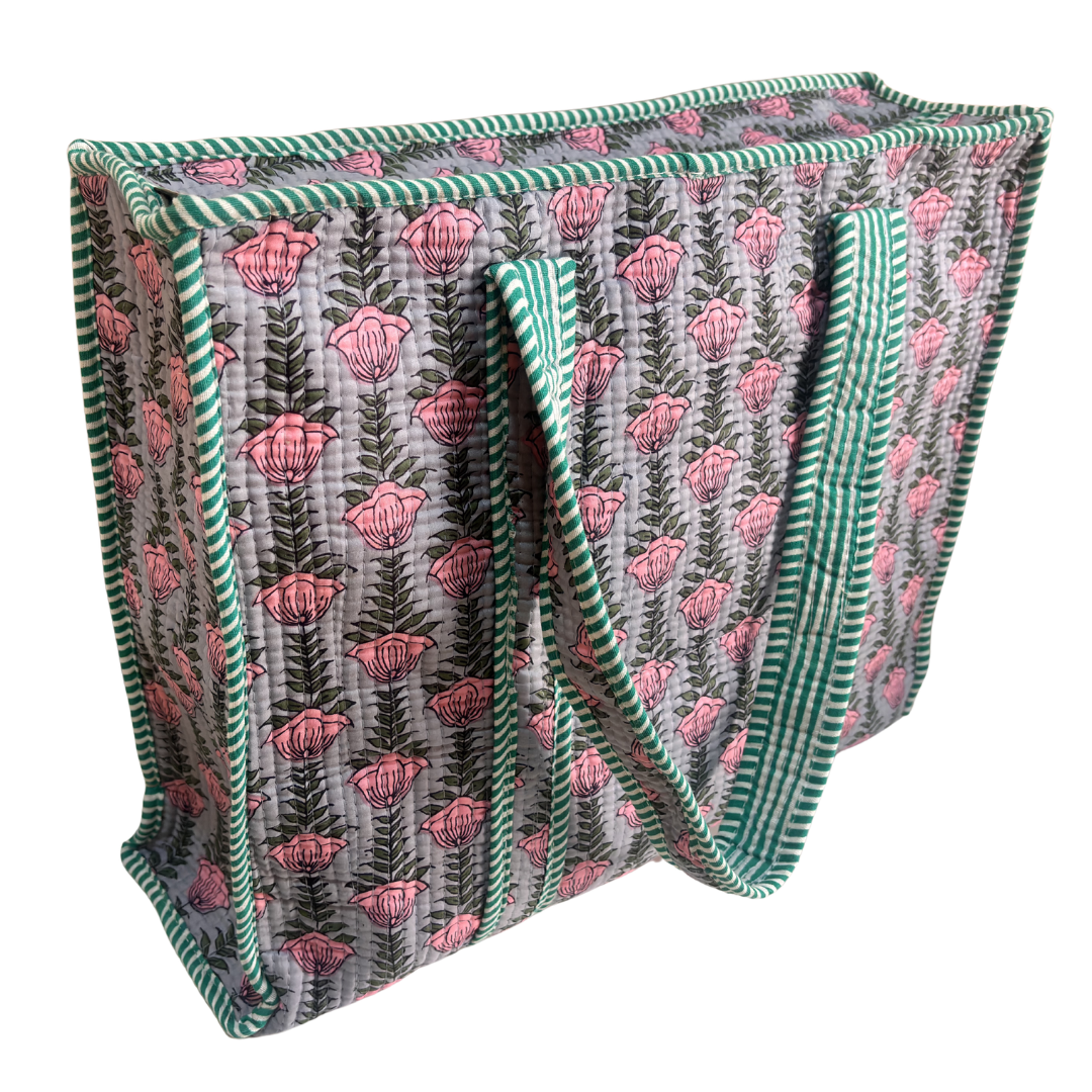 4-in-1 Festive Gifting COMBO : Premium Quilted Tote Bag + 3 Waterproof Pouches = Your Complete Organization Solution!