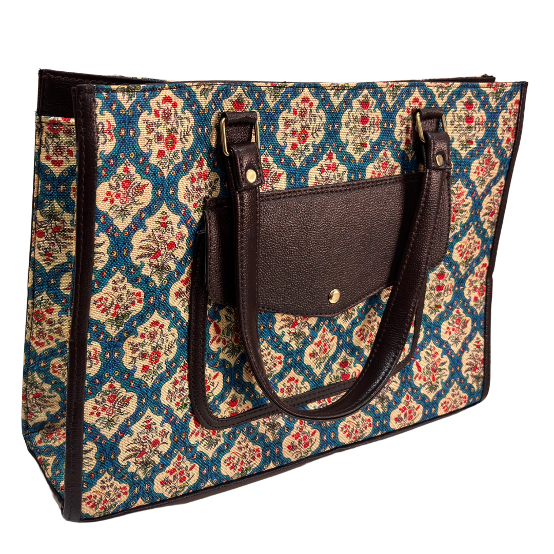 The House of RajPadmini Laptop Tote Bag with Matching Pouch | 16x14 inch