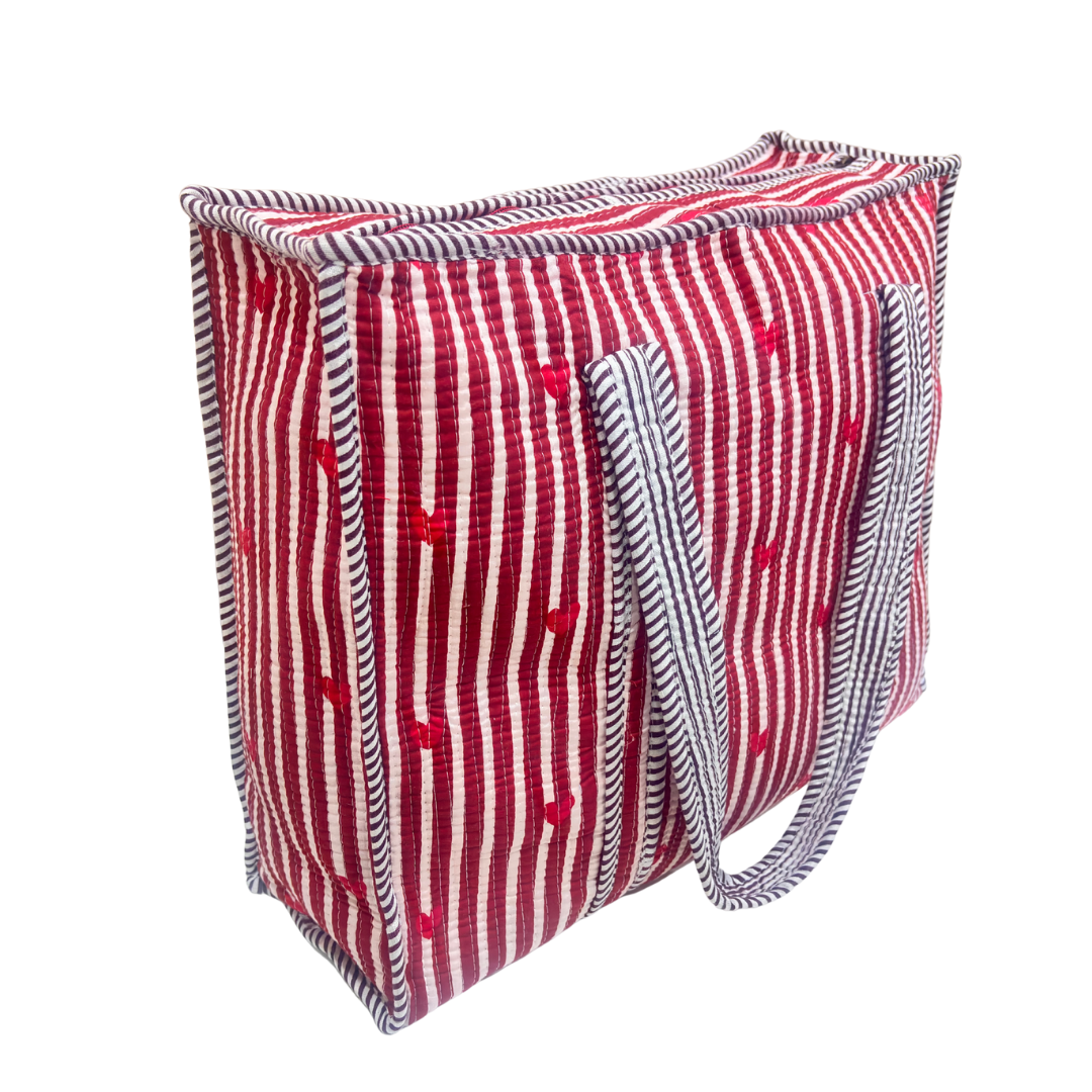 4-in-1 Festive Gifting COMBO : Premium Quilted Tote Bag + 3 Waterproof Pouches = Your Complete Organization Solution!