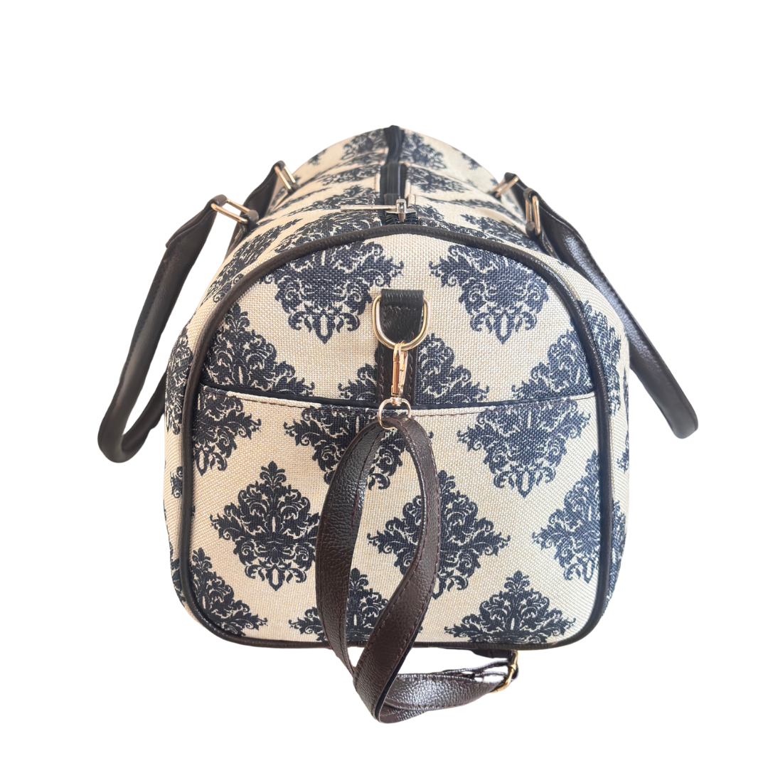 Haveli Heritage Edition- Indigo Palace Collection | Hand-Block Printed Royal Damask Pattern Duffle