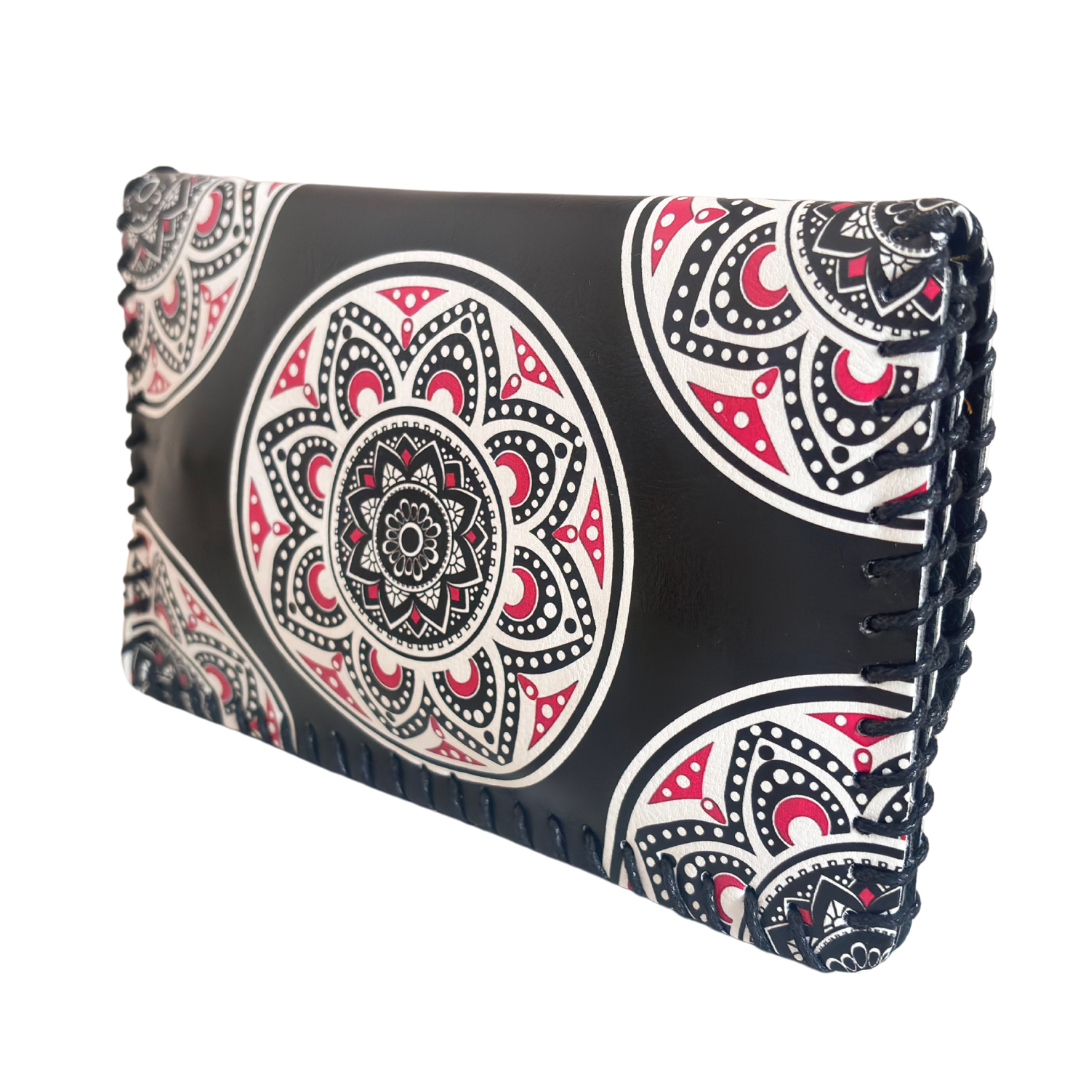 The Virasat Edition:- Black Ethnic Print Wallet & Convertible Sling