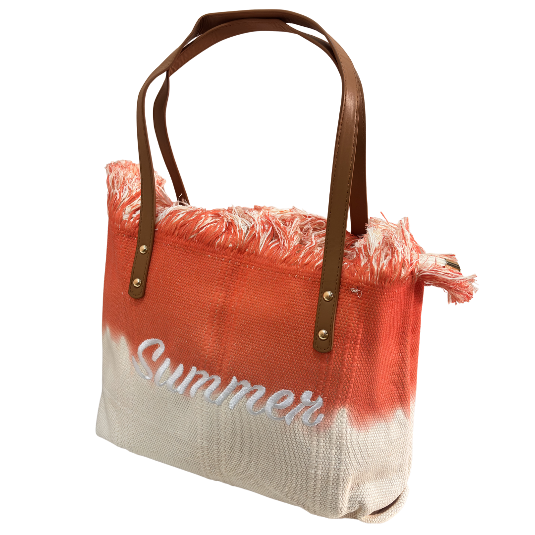 Vibrant Summer Canvas Tote Bag — Handcrafted Cotton Canvas in Orange, Yellow & Purple | The House of RajPadmini