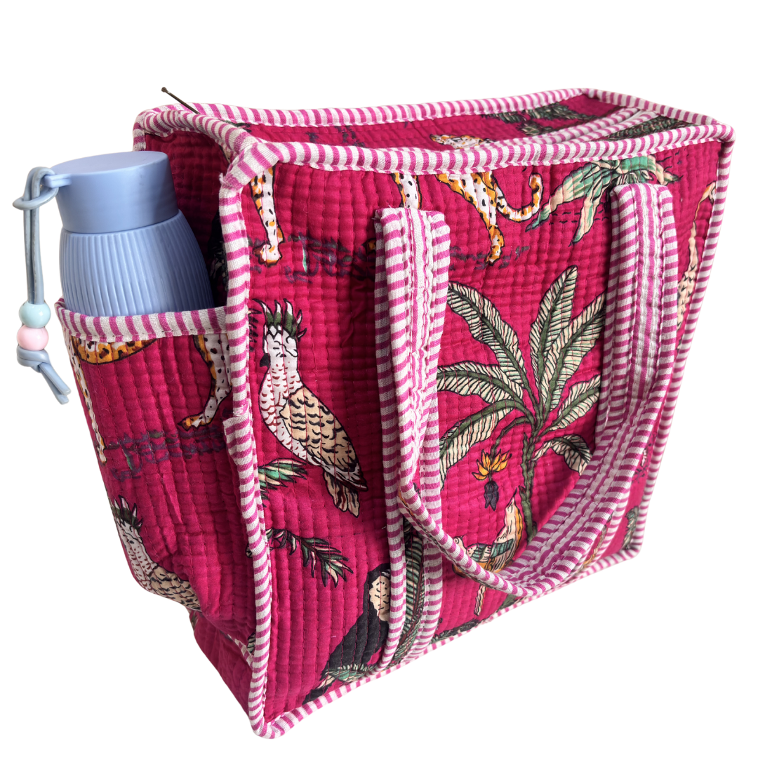 RajPadmini Handcrafted Quilted Cotton Ghar Se Mandir Edition - Tiffin & Pooja Carrier Collection