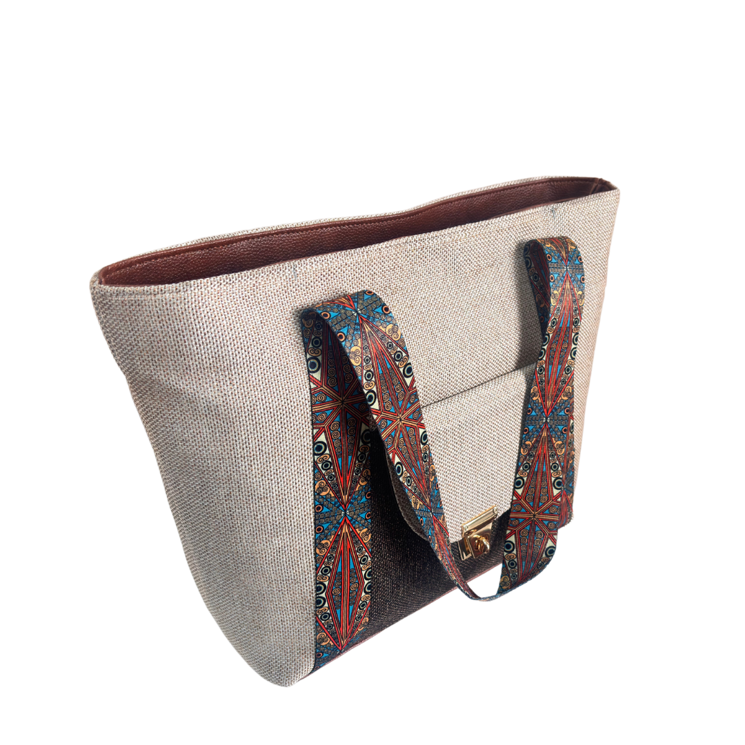The Classy Boardroom Edition:- White Jute Tote Bag - The House of RajPadmini