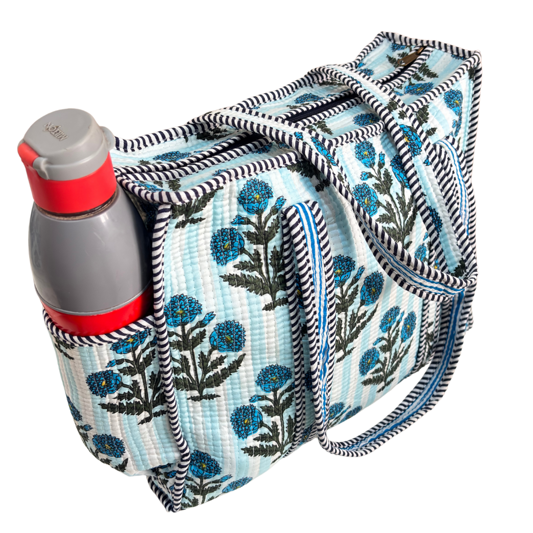 RajPadmini 4-in-1 Festive Gifting COMBO : Premium Quilted Tote Bag + 3 Waterproof Pouches = Your Complete Organization Solution!