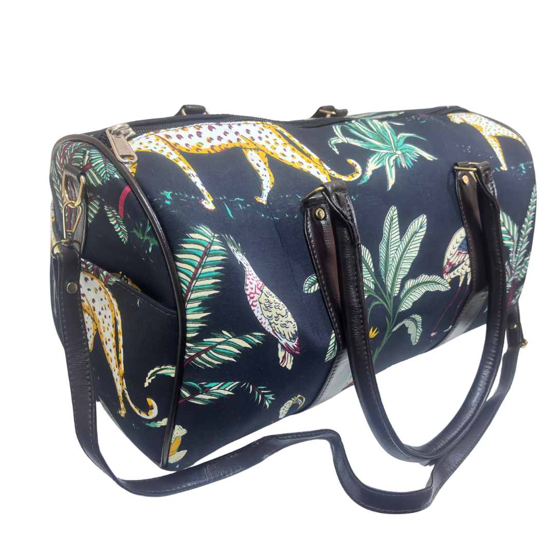 The House of RajPadmini Animal Print Cotton Duffle Bag