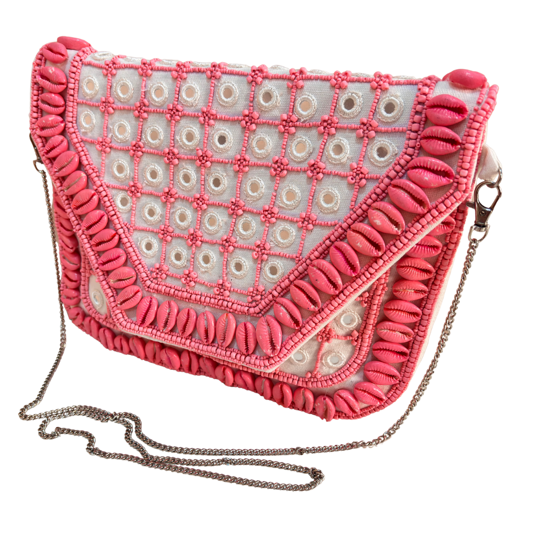 Boho Chic Cotton Crossbody Clutch and Convertible Sling