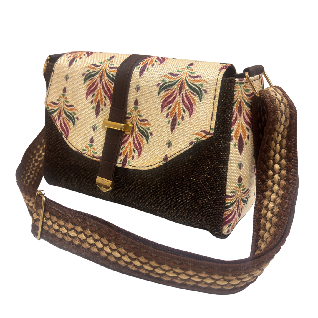 The House of RajPadmini Phulkari Haveli Edition | Heritage Floral Patchwork Sling Bag with Double Partition