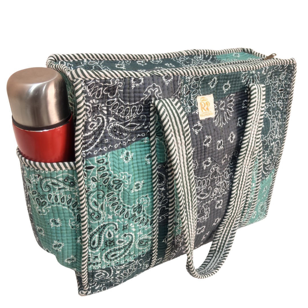 RajPadmini 4-in-1 Super Mom's Edition COMBO : Premium Quilted Tote Bag + 3 Waterproof Pouches = Your Complete Organization Solution!
