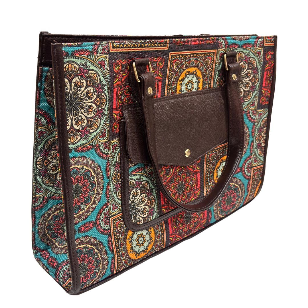 The House of RajPadmini Laptop Tote Bag with Matching Pouch | 16x14 inch