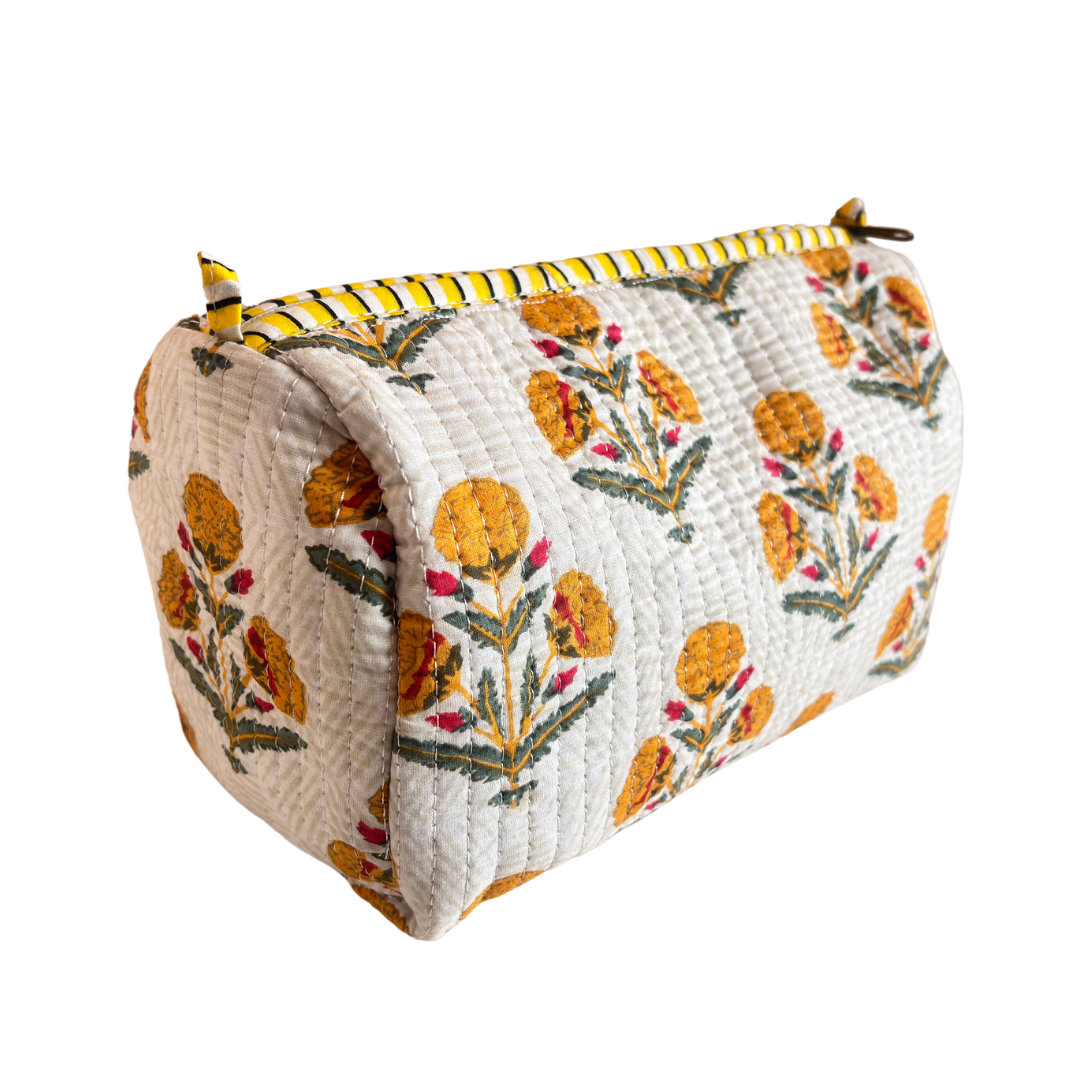 The Alfred Edition Travel Accessory:- Premium Waterproof Quilted White Cotton Beauty/Travel Organizer Bag for Men & Women (Set of 3) - The House of RajPadmini