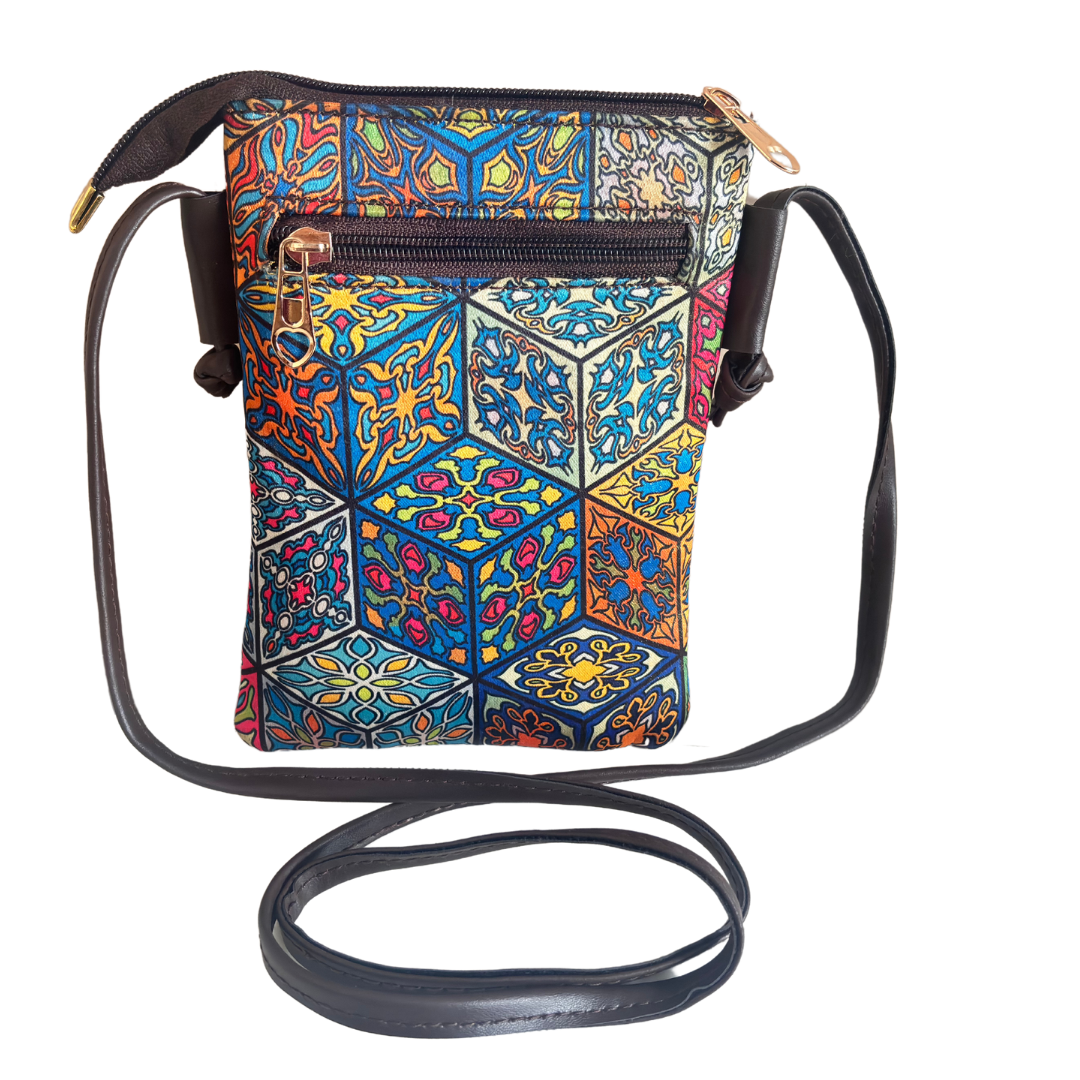 The DoorSanchaar Edition:- Women's Multicolor Printed Mobile Sling Bag - The House of RajPadmini