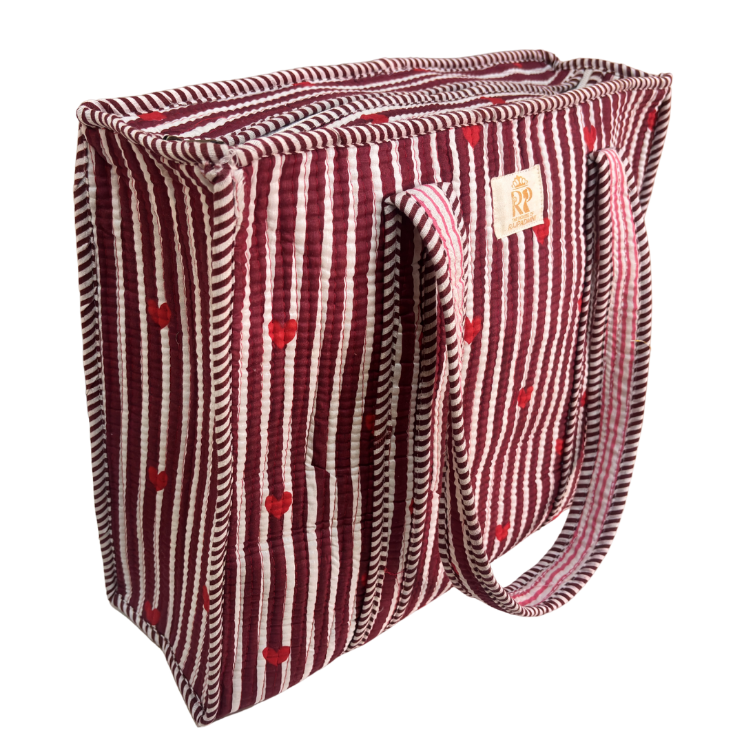 Artisan Quilted Bloom Quilted Cotton Tote - Handcrafted Shopping Companion